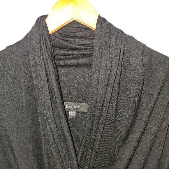 Karen Kane Black Wrap Top L Large Kinit Rayon Blend Blouse - Picture 11 of 12